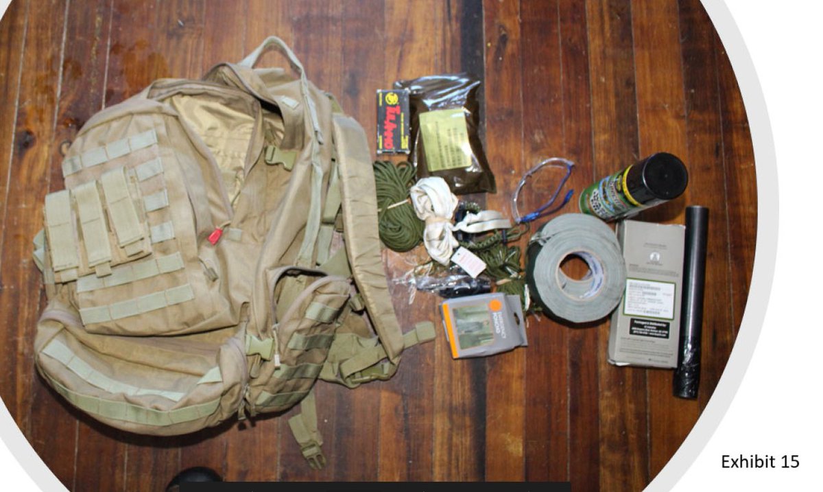 Picture from the FBI of one of the "Go Bags" that has duct tape and rope.