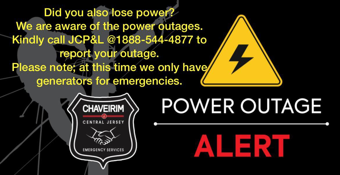 Did you also lose power?
We are aware of the power outages. Kindly call JCP&amp;L @ 1888-544-4877 to report your outage. 
Please note; at this time we only have generators for emergencies.