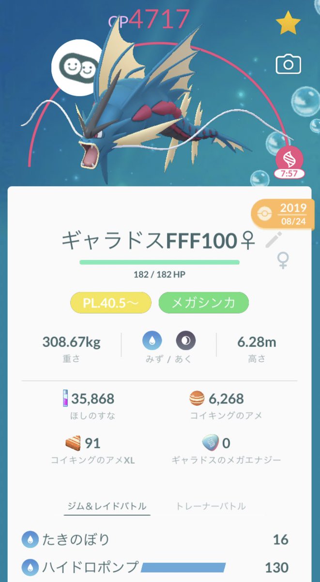 Uzivatel れおぽん Na Twitteru 旧正月イベントのタスククリアした報酬分のメガギャラドスのメガエナジーでさっそく初メガシンカ 相棒ポケモンにした際1km毎にメガエナジーもらえんなら3km毎のメガシンカポケモンより1 3くらい楽やんな 思ってたら1km毎