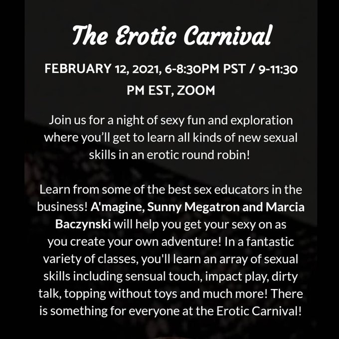 For the first time ever @AmyJoGoddard's legendary Erotic Carnival is available to all genders and outside<a class="tags" target="_blank" title="On Twitter" href="/?out=eyJ0eXAiOiJKV1QiLCJhbGciOiJIUzUxMiJ9.eyJpYXQiOjE3MjU0MTg3NzQsImlzcyI6InR3cG9ybnN0YXJzLmNvbSIsIm5iZiI6MTcyNTQxODc3NCwiZXhwIjoxNzU2OTU0Nzc0LCJyZWRpcmVjdF91cmwiOiJodHRwczovL3R3aXR0ZXIuY29tL0FteUpvR29kZGFyZCJ9.fJnqUytLTT1bmbYd1cp6QprKpsJm-38Pa9wD_R1WWyDrLarvccdM1AAU92QUObFmEEFnPwyXZnfcrWkMyXCctw">@AmyJoGoddard</a><a href="/tag/sexpodcast"class="tags"><span>#sexpodcast</span></a><a href="/tag/bdsmpodcast"class="tags"><span>#bdsmpodcast</span></a>