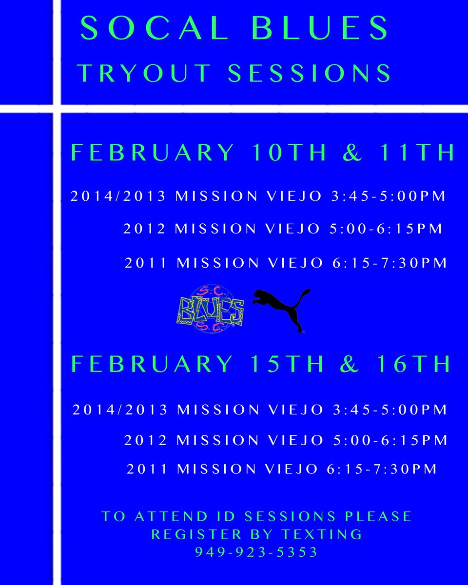 TRYOUT INFO FOR AGE GROUPS 2011, 2012, 2013, 2014