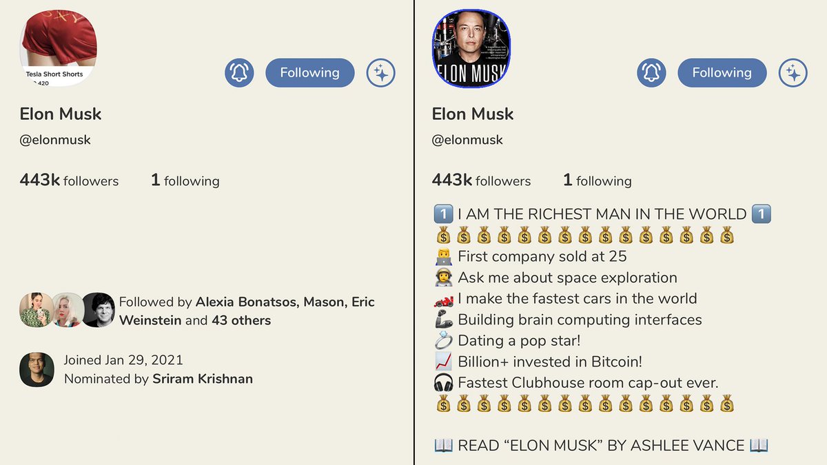  THREAD: Actually successful people as Clubhouse hustler wantrepreneurs:Lazy Elon vs HUSTLING Elon: