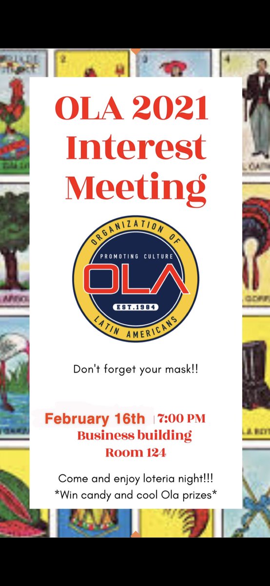 olasfasu's tweet photo. Join us while we kick off the year with some lotería!! We can’t wait to see y’all there!! https://t.co/K33j7elltr