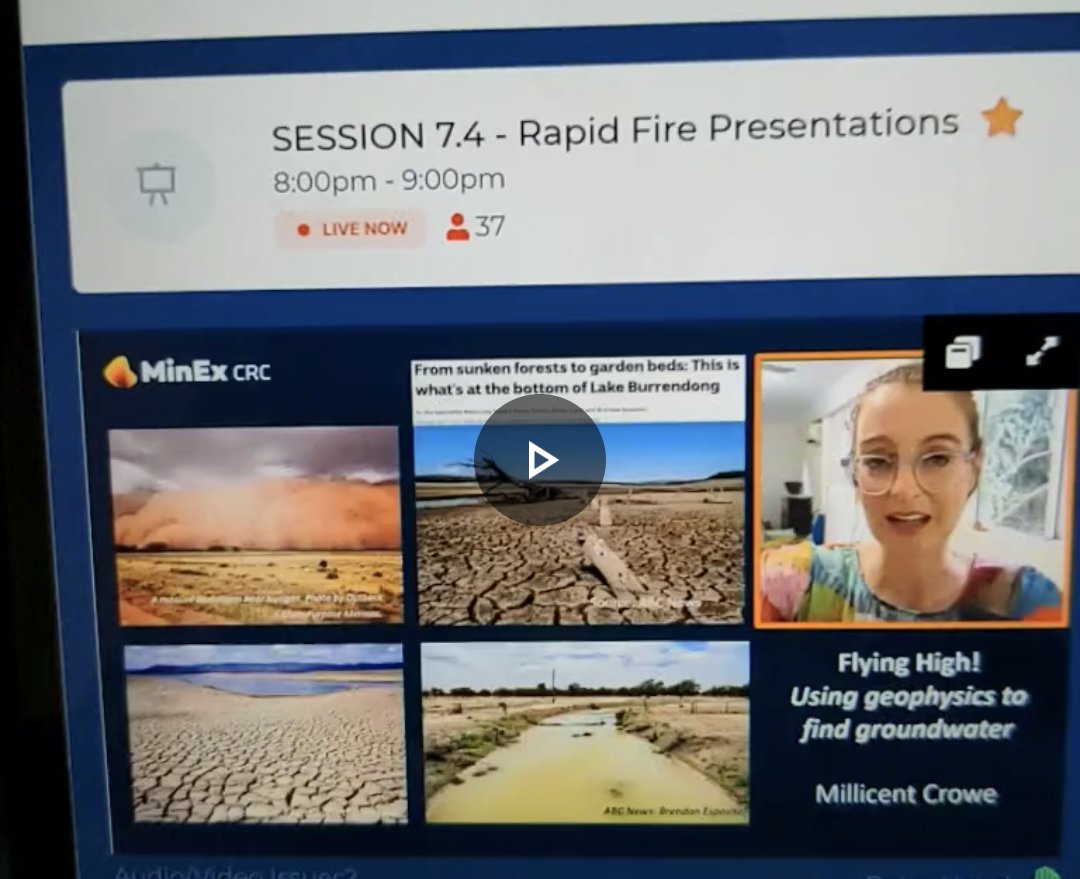 So good to see #innovative #earthscience being shared at @AESC2021 #RapidFire Here we see PhD student @MillicentCrowe from @CrcMinex using geophysics to find water in drought affected regions! @WOMEESA #WomenInSTEM