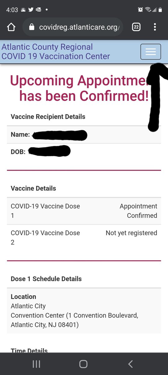 tajalli07's tweet photo. @MsKrystenThomas @C19VaxxUpdates U'll be asked to create an account for every individual u're booking. Once appt is confirmed,  look for "burger" on upper right hand corner - has options Home &amp; Log Out. Go to Home &amp; create account for the next person. Log in again with new account &amp; it'll let u book again https://t.co/9NAsPAyr72