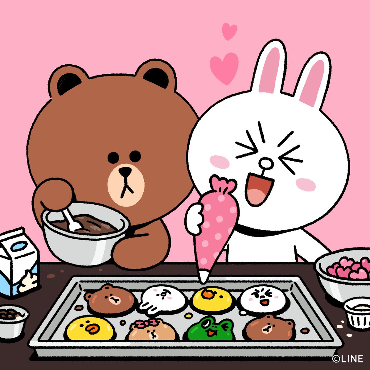 Line Friends Japan No Twitter 愛する人と一緒に ベーキング バケットリスト バレンタインデー ブラウン コニー サリー レナード チョコ ジェームズ ホームベーキング チョコレート チョコレート作り 手作りチョコレート