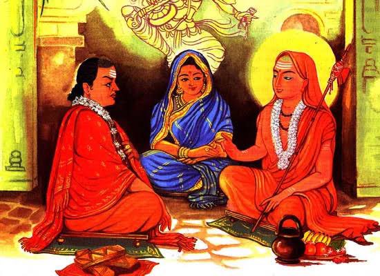 Ubhaya Bharti, wife of Mandana Mishra, was made the judge as she herself was extremely learned. It was decided that both men would wear a garland. The person whose garland would fade first, would be the loser. Adi Shankara won the debate. Mandana became disciple of Adi Shankar.