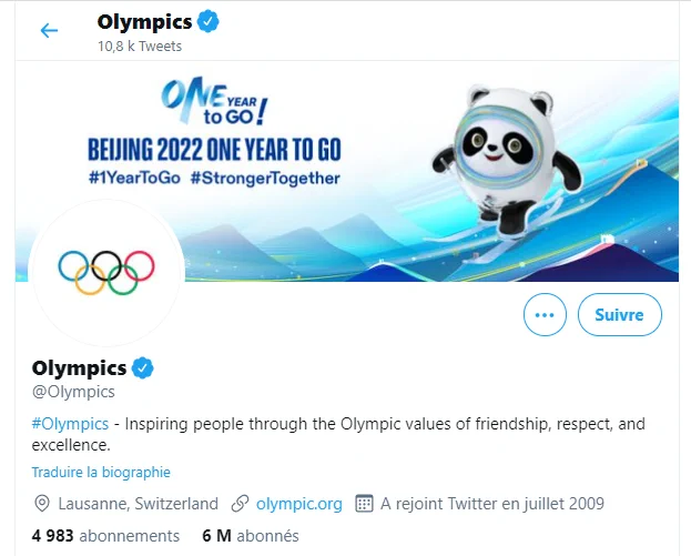 オリンピックの公式アカウント、背景画像が来年の北京オリンピックにｗｗｗ