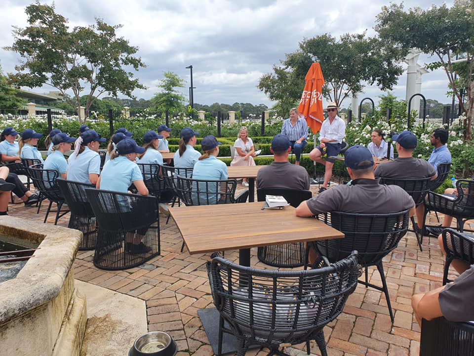 TBredCareers's tweet photo. Great to have the latest intake of Cadets, who commenced on Monday, out at the Inglis Sydney Classic Yearling Sale yesterday to watch some of the bidding action. Big shout out to @AWilliamsBldstk, @lindsayparkrace, @vickyleo, @AstuteBldstock for spending time with these guys🥰 https://t.co/fTSCP9k1Ja