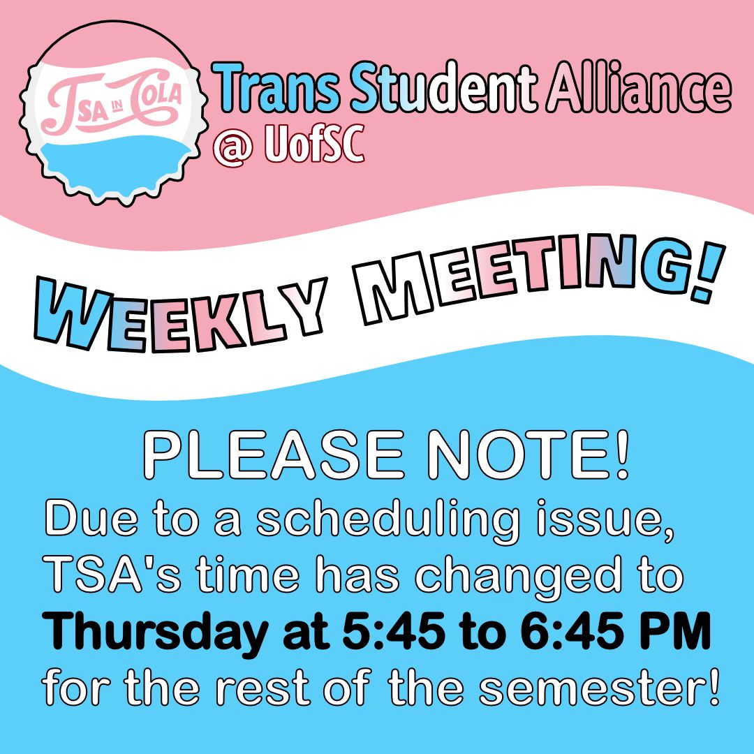 Hi everyone! Our meeting time has changed slightly— meetings are now 5:45-6:45 pm on Thursdays. You can join us in Russell 205, or via Discord. 
Want to join the server? Just click this link and follow the verification steps.
discord.gg/dBWPwCEyvD

#UofSC #WontBeErased