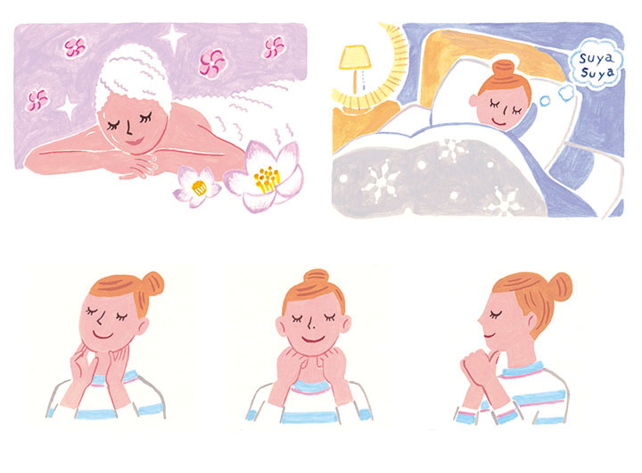 Ota Hiroko 太田裕子 イラストレーターズ通信にイオンクレジットサービス様発行の Mom ２月号特集ページ 唾液力 のカットをupしました ご覧いただけますとうれしいです イラストレーターズ通信 Illustration ツボ押し エステ 睡眠 T