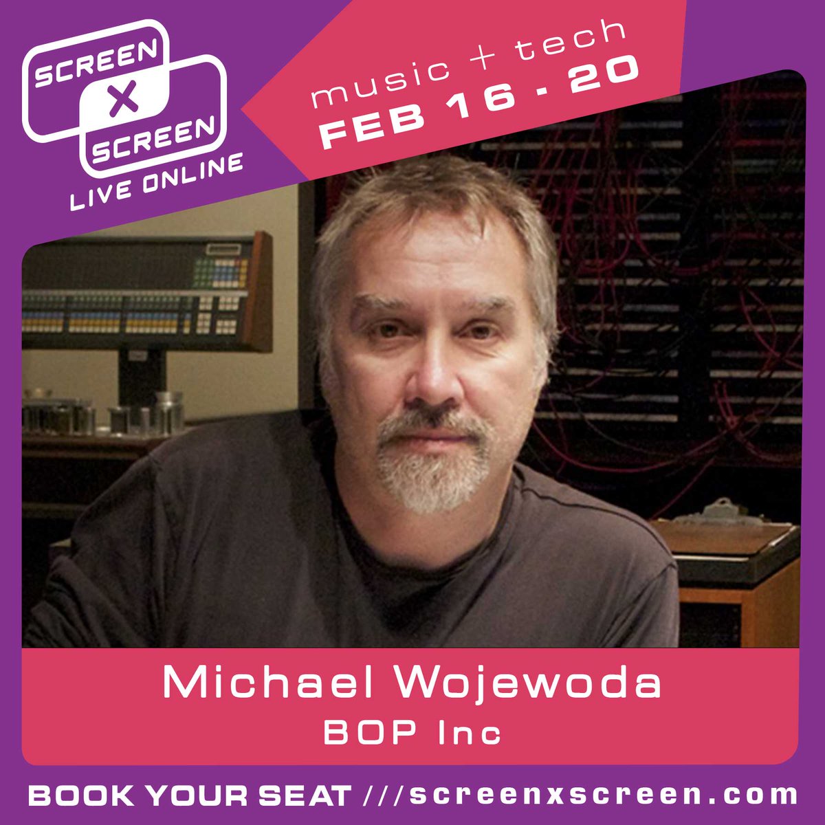 Looking forward to our session with <a href="/mpwmpw/">Michael Wojewoda</a> from BOP Inc. for a discussion with other #musicproducers about the challenges with #remote #recording.

SCREEN x SCREEN
TUES FEB 16 - SAT FEB 20
Online conference

Get your tickets HERE: screenxscreen.com/tickets/
<a href="/darrylhurs/">Darryl Hurs</a> #SXS21 #tech