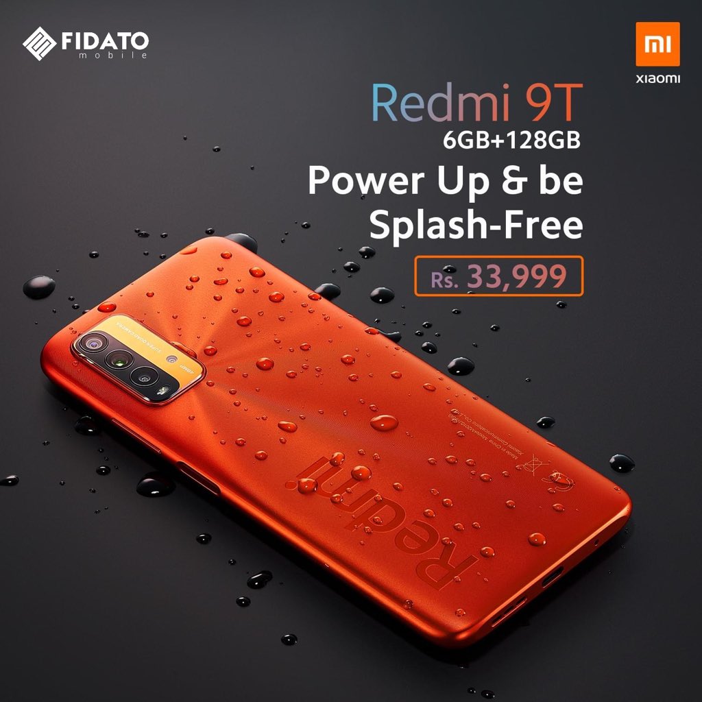fidatomobile's tweet photo. Redmi 9T is splash proof, get the new variant (6GB+128GB) available at #FidatoMobile #Redmi9T #PowerUp #Xiaomi #XiaomiPakistan 

Buy yours today. Visit our store 👇
https://t.co/xmWrWAHYFi https://t.co/TD9LsyzBbb