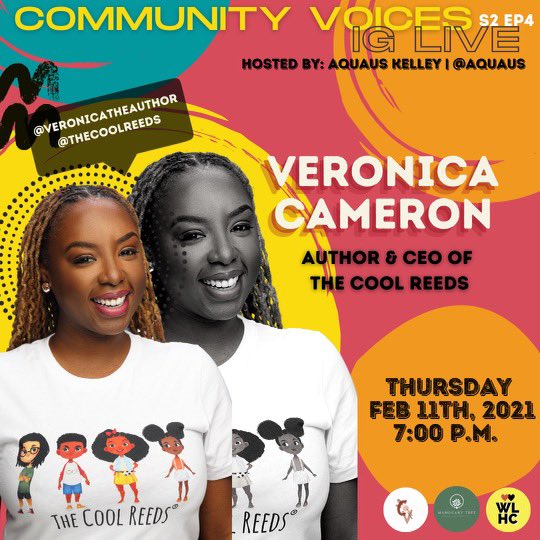 aquaus's tweet photo. This Thursday, 2/11/21 at 7 pm EST, we will be hosting S2.E4 of #CommunityVoices.

Our guest will be @veronica_author of @thecoolreeds.

Tune in here: https://t.co/GY1djNQZ7l at 7 pm EST to join the live conversation!

#CommunityVoices 🌍 https://t.co/jt8WNPly0g