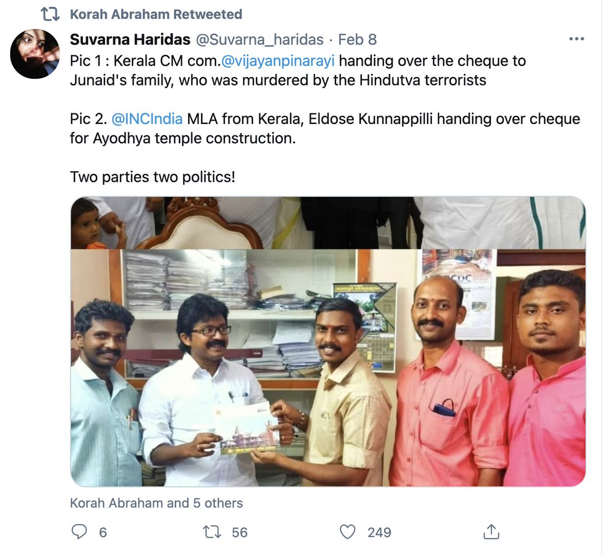 Dear  @thenewsminute your journalist  @thekorahabraham  is openly partisan for CPIM!! It's unfair for the ethics of journalism, TNM should request your staff to stop going partisanish publicly bluntly, Will post all such tweets of him in this thread!