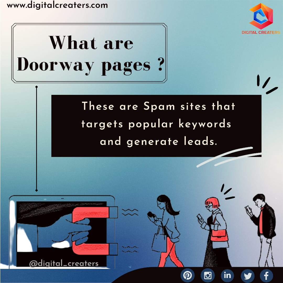 CreatersDigital's tweet photo. Are you aware of the term Doorway pages?#Doorway pages are the web pages that are deliberately created to increase the #rank on the search queries.They comprise of similar #keywords/phrases of continuous keywords.For more such terms, follow #DigitalCreaters #data #marketing https://t.co/uBKE9SwHgo