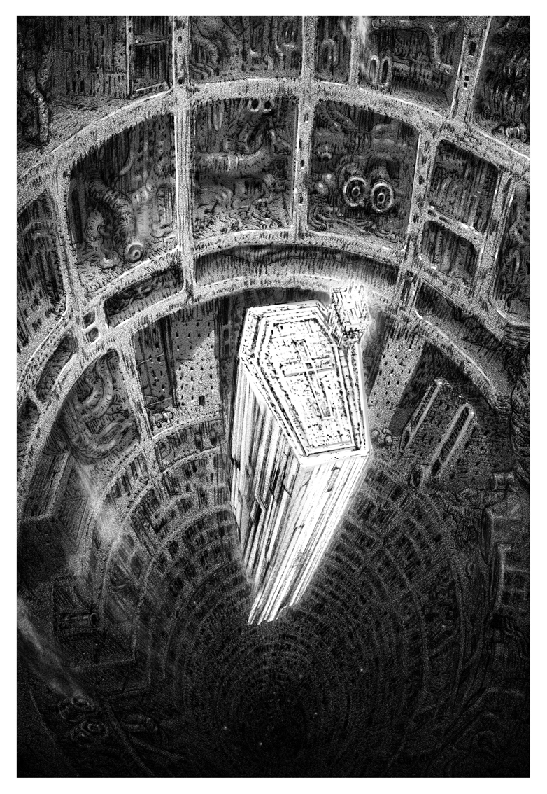 異星探査に訪れた人類を惑星の生態系側から描く「ブロッコリー神殿」、超構造体の穴を果てしなく塔が落下する「堕天の塔」(BLAME!トリビュート作)、 