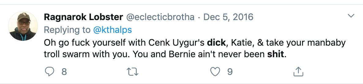 I warned you about the dicks! I'm honored that he included me in his favorite twitter pastime by telling me twice to go "fuck [my]self with Cenk Uygar's dick."