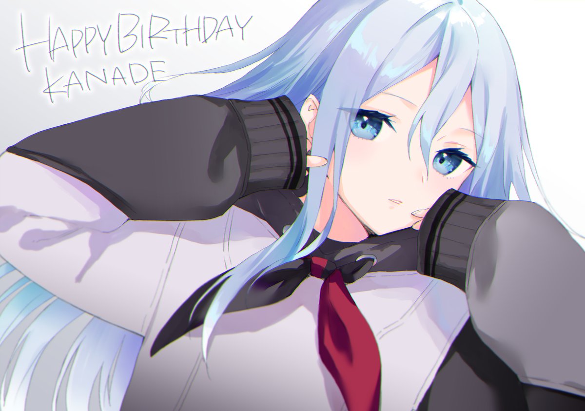 1girl solo blue eyes long hair blue hair happy birthday looking at viewer  illustration images