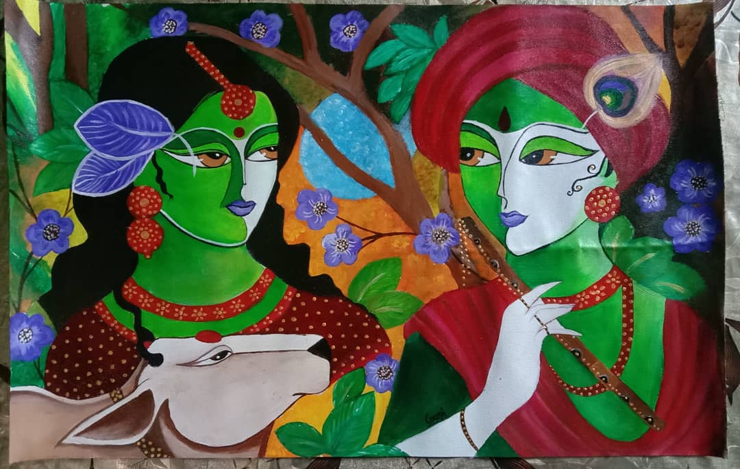 thecreativeon14's tweet photo. Radha Krishna Painting 🎨
Acrylic on canvas 🖌️ https://t.co/ttVANUGNXW