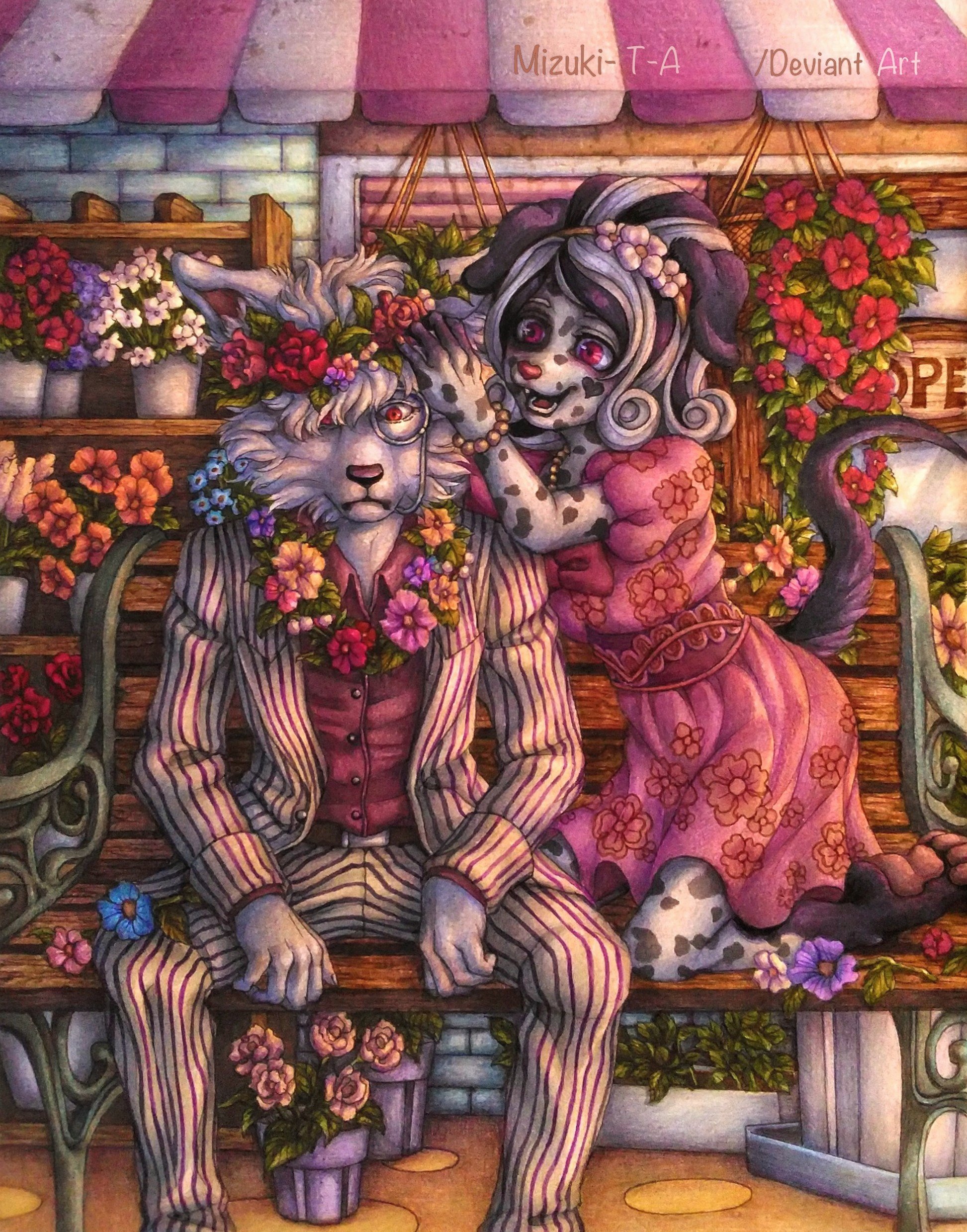 Mizuki T A 在 Twitter 上 Traditional Art Of My Oc Keith And Polka Don T Use My Art Without Permission 無断転載 使用 禁止 Traditionalart Originalart Illustration Originalcharacter Furry Dog Anthro Town Flower イラスト アナログ