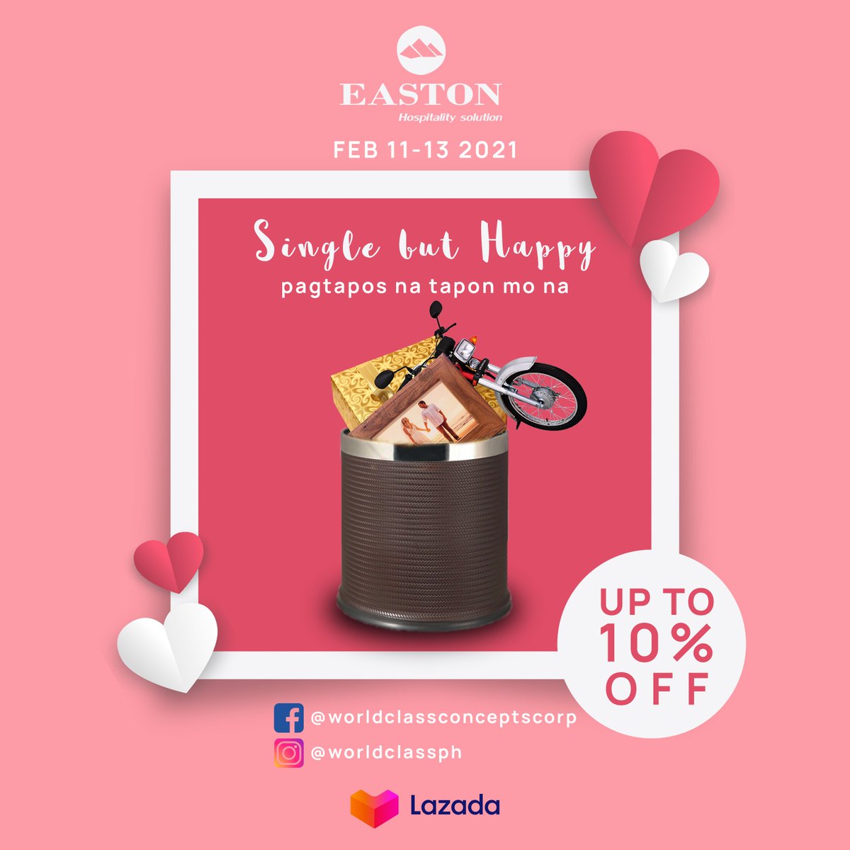 worldclassPH's tweet image. ❤️ SINGLE BUT HAPPY ❤️

The picture says it all. Get UP TO 10% OFF on selected items of EASTON

⌛Limited Time Offer. T &amp;amp; C apply⌛

Visit #EastonLazada below  👇
lazada.com.ph/easton/

ADD TO CART NOW 🛒

#WorldClassPH #HORECA #WCCCLazada