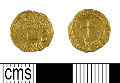 Examples of Latin Crosses are also seen on the contemporary coinage, see here at the top of this obverse face of an Offa penny, and quite often features on the reverse faces of the early medieval gold tremissis as you can see on this particularly lovely *Durham recorded* example
