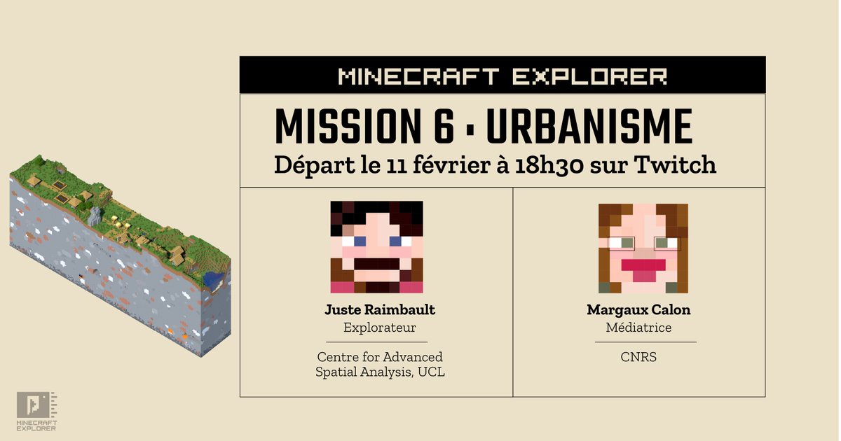 Asso_Conscience's tweet image. Ne manquez pas notre 6e et dernière mission #MinecraftExplorer sur l' #urbanisme ! 🌇 Nous accompagnerons l'explorateur @JusteRaimbault, postdoc @CASAUCL, pour discuter de #systèmes #urbains et formes de #Villes, dans le monde réel, et sur #Minecraft! 

twitch.tv/collectifconsc…