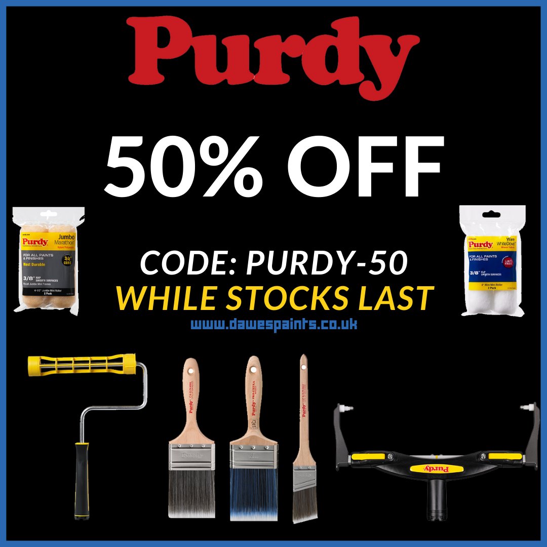 Clearance SALE! Everything Purdy while stocks last!
.
.
.
When  at checkout use code PURDY-50 and get 50% off when at checkout! We are clearing all Purdy stock to make room for another brand! 
#purdy #purdytools #purdybrushes #purdyuk