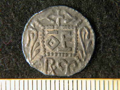 Examples of Latin Crosses are also seen on the contemporary coinage, see here at the top of this obverse face of an Offa penny, and quite often features on the reverse faces of the early medieval gold tremissis as you can see on this particularly lovely *Durham recorded* example