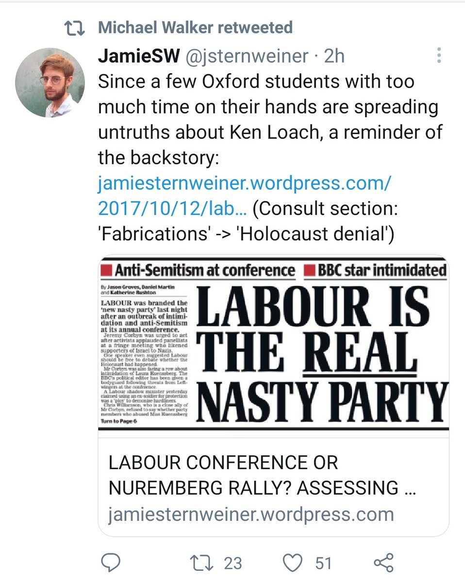 But obviously different ballgame when it's one of the most revered figures on the left, Corbyn royalty. Jews who protest about his lifelong addiction to Holocaust revisionism are cast as lying malcontents in their role as persecutors.Antisemitism: the cry of the oppressed.