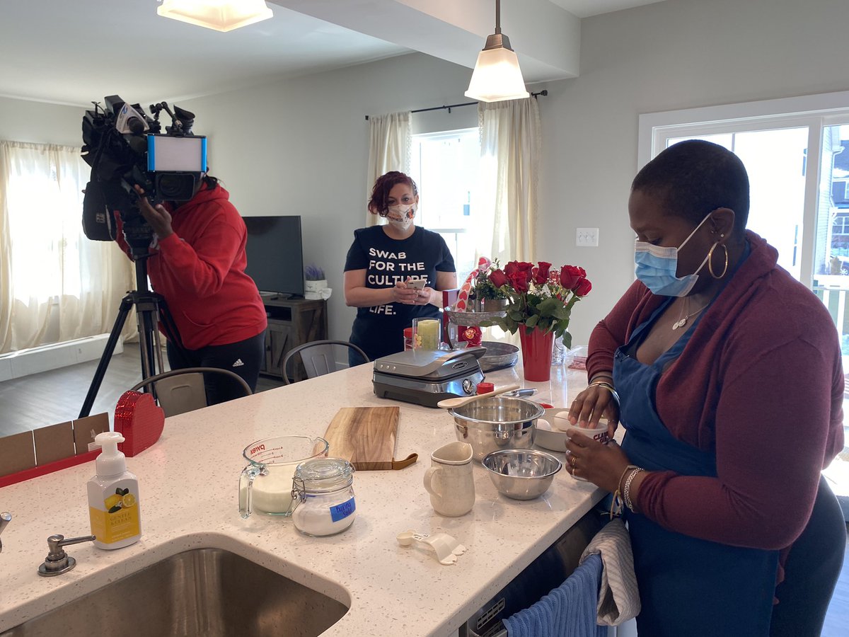 This is Elise Smith in her element, cooking... #cookingforacure. She has MDS, a form of blood cancer, and only has 5% functioning bone marrow left. She’s on the @BeTheMatch registry, hoping to find a donor so she can get a stem cell transplant. @WMAR2News #GMM2