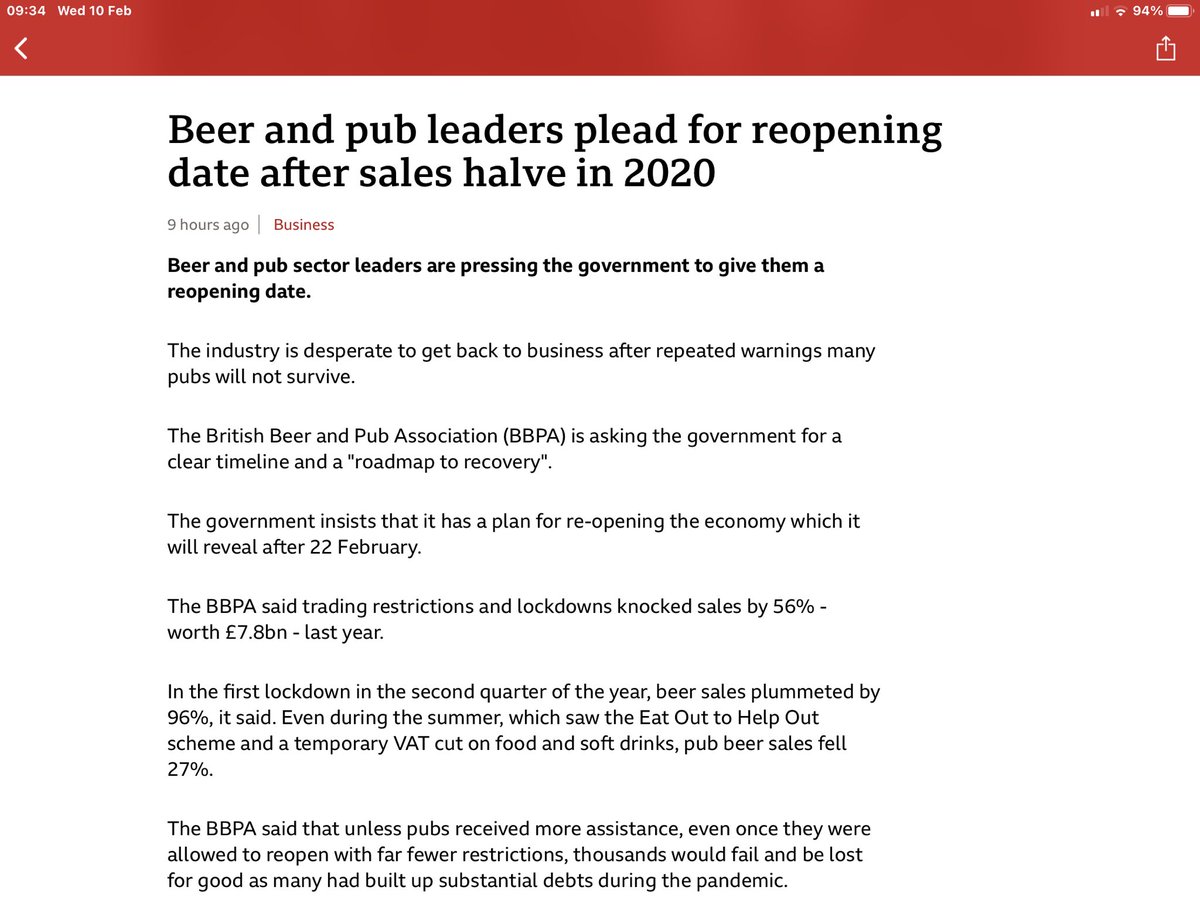 Many have had it tough through the past 11 months. I am not pub bashing but the whole of the travel industry would be high fiving at the thought of business “just” 50% down. Over 90% is unsustainable. Sector support please <a href="/RishiSunak/">Rishi Sunak</a>  #savetravel