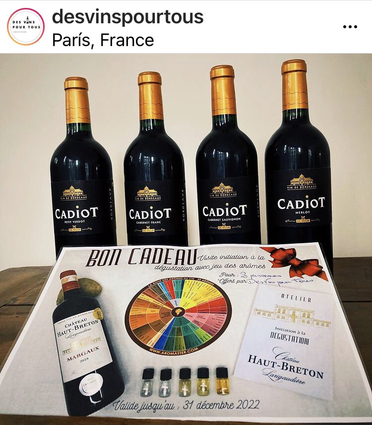 DEMOURsarl's tweet photo. @desvinspourtous organise un concours pour gagner nos 4 mono cépages, sous les nom de Cadiot Petit Verdot, Cabernet Sauvignon, Cadiot Merlot, Cabernet Franc 
Et aussi 2 entrées au Château Haut Breton Larigaudière pour suivre la visite Initiation à la dégustation, jeu des arômes https://t.co/btp34BESCk