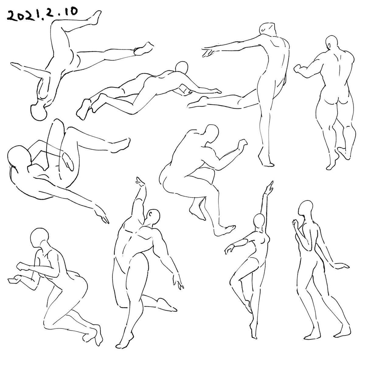 90秒ドローイング日目 バレエのポーズの人体美しすぎる もげの漫画