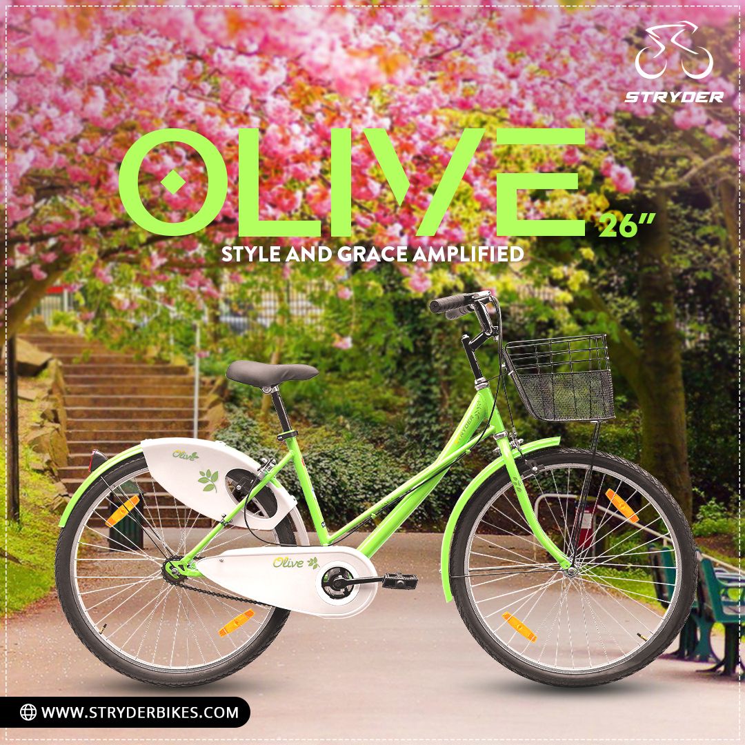 Olive's (26") comfortable seating and sturdy handling is the formula for casual all-day fun. Its perfect frame makes it ideal for commuting to work, for weekend play, and everything in between. #KolorsByStryder

Check out our exciting range of bicycles at stryderbikes.com