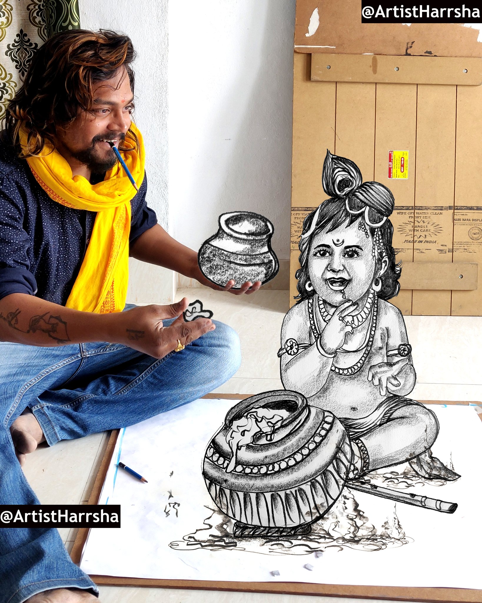 Lord Krishna Cartoon Drawings, krishna sketch HD phone wallpaper | Pxfuel