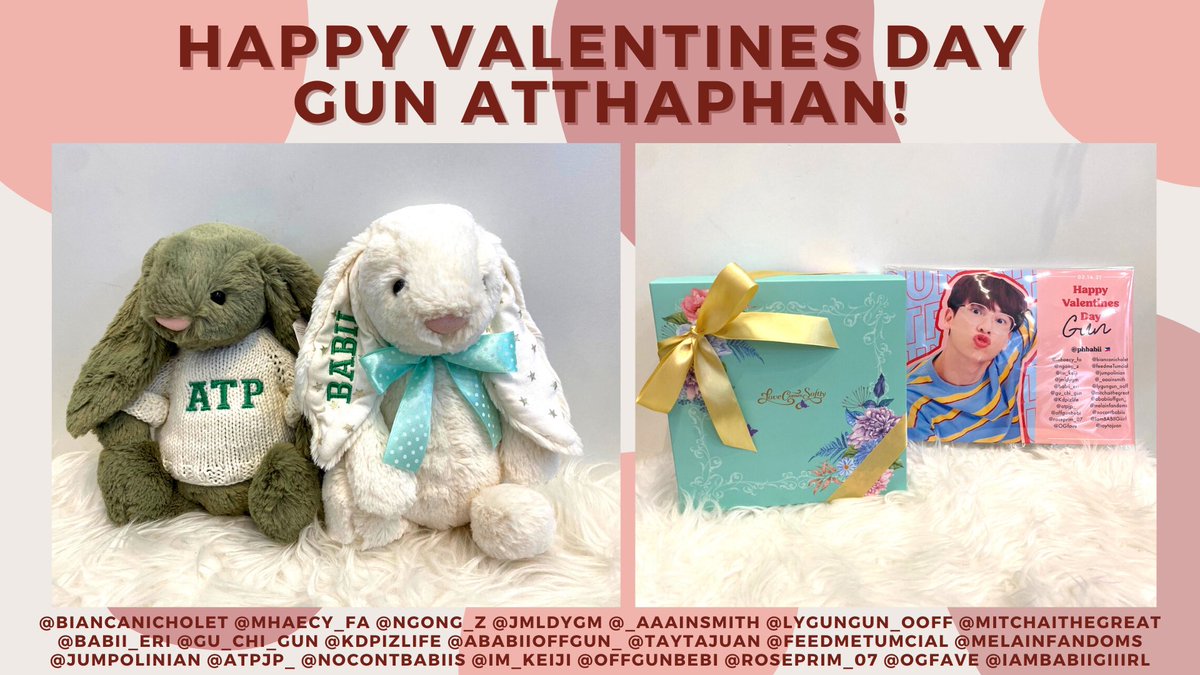 gunbnt's tweet photo. Advanced happy valentine’s day @AtthaphanP 💚💕

These Jellycat bunnies symbolize our goal to be by your side as your babiis forever 🤍 Hope you like them and they remind you of all the babiis who love you 👶🏻

#ออฟกัน #กันอรรถพันธ์ #กันอรรถพันธ์น่ารักกว่าที่คิด #GunATP https://t.co/1OeLRAdDPM