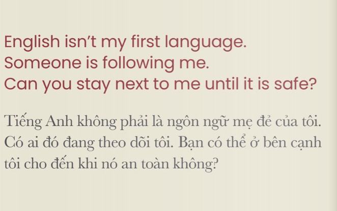 The title is about reporting hate crimes (which can be very difficult to charge & prosecute) but the booklets themselves also contain useful prevention tips and sayings for monolingual elders to learn in English or to point to