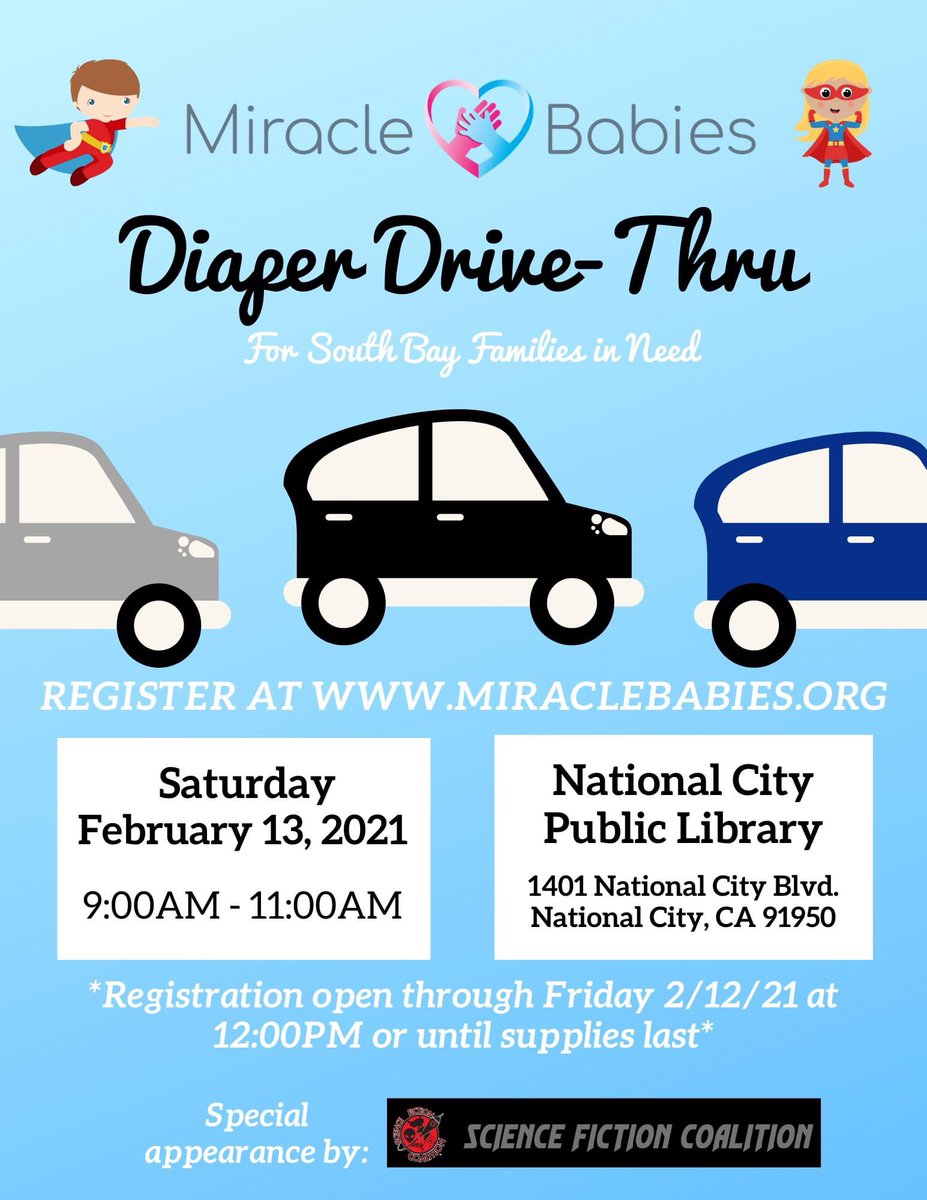 alesotelosolis's tweet image. #StrongerTogether 💜👶🏻#DiaperDistribution #FREE 

For those National City &amp;amp; South Bay family’s in need of diapers, please register: miraclebabies.org/diaper-distrib…

See you on Saturday 9-11am @CityOfNatlCity library! 

@MiracleBabiesUS #StrongerTogether