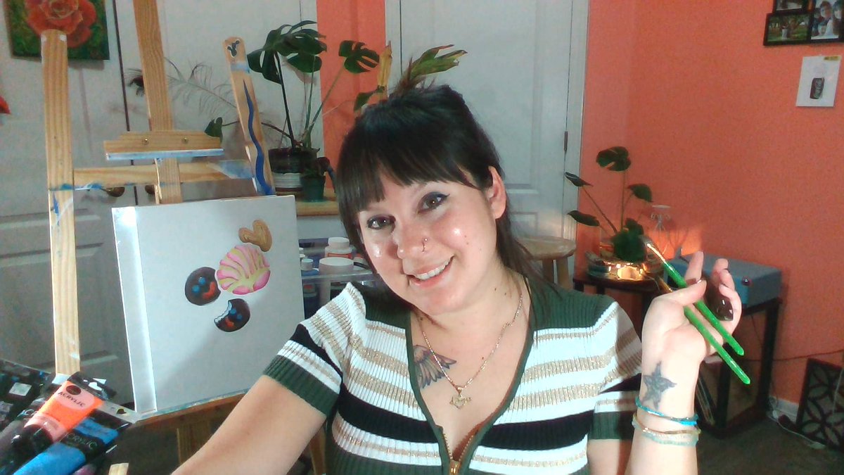 PaintingPlant's tweet photo. Good vibes on my Twitch channel today.. I mean Look at what I was painting, of Course I was happy! 😊 
#mexicansweets #happypainting https://t.co/ySvxLFx6mJ