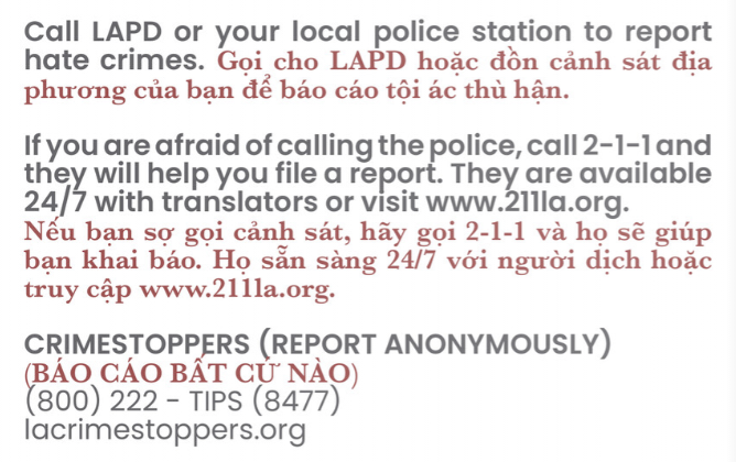 Not everyone will feel comfortable contacting police. The booklets list alternatives: