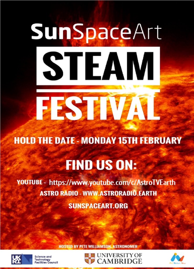 helen_hm11's tweet photo. At the SunSpaceArt STEAM Festival on Monday 15 February, there is something for everyone, starting young at 11am for primary school children, mid afternoon onward also for older students and teachers, eve for adults.. and night owls! Please join us. https://t.co/S0B58AnCdr