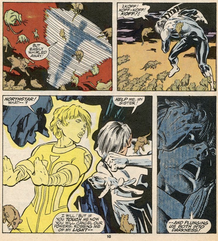 Returning to Alpha Flight, it would be revealed, after the death of Sasquatch, just how detrimental his experiments were when the twins discover that their touch shorts out their powers, leaving them unable to touch.