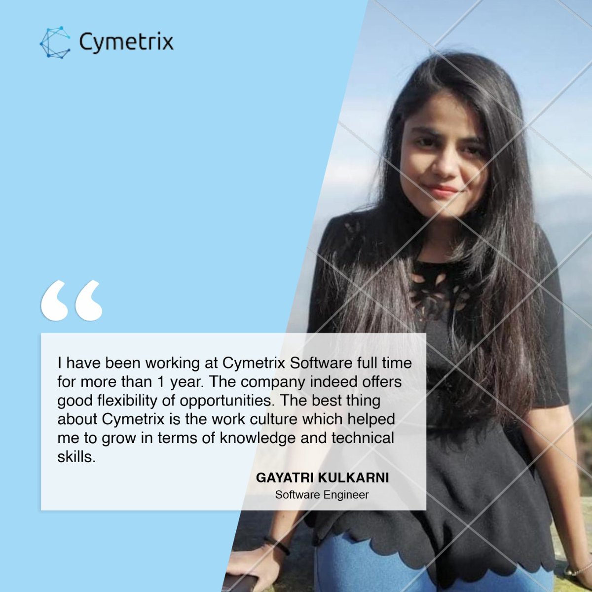 cymetrix_soft's tweet photo. Thank you Gayatri Kulkarni for your kind words and for sharing your experience. Keep Growing!

#CymetrixSoftware #SalesforceConsultingPartners https://t.co/5uzhT1RBsb