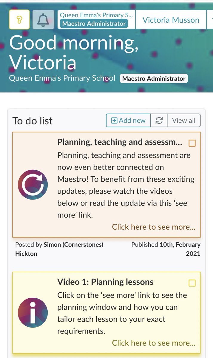 VictoriaMusson's tweet photo. Love a @Cornerstonesedu Maestro update! @Simon_Hickton you continue to amaze me. #innovation #everythingatyourfingertips https://t.co/Bap1p2Vh3I