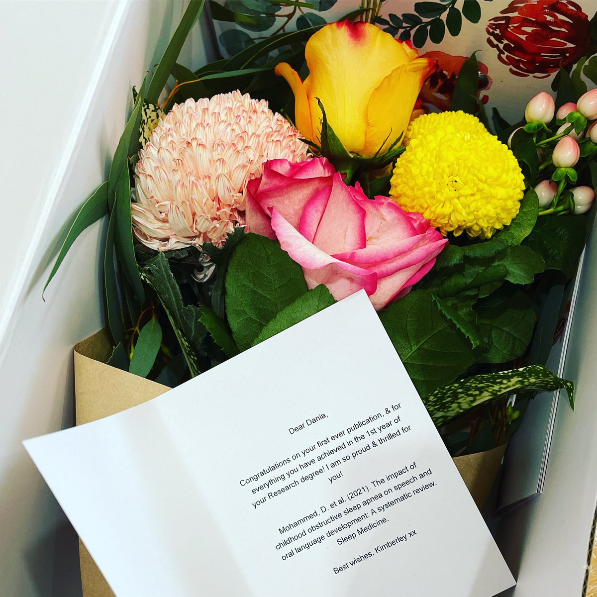 Dania_Mohammed's tweet photo. Beyond grateful for having such an amazing and supportive research supervisor! 💐🚀 #firstpublication #slpresearch #sleepapnoea #speech #language @DrKimba https://t.co/7dBhZ9nQRT