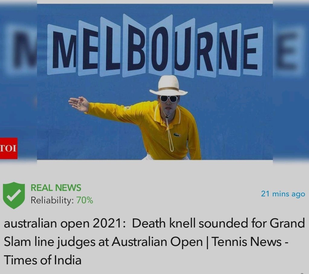 Oigetit_India_S's tweet photo. This year's Grand Slam at Melbourne Park is the first major to replace line judges with electronic line calling, a change brought about.
Read more: oigetit.vom
#AustralianOpen2021 #GrandSlam #LineJudge #technology
Source: @TOISportsNews https://t.co/cyiVdpzKQo