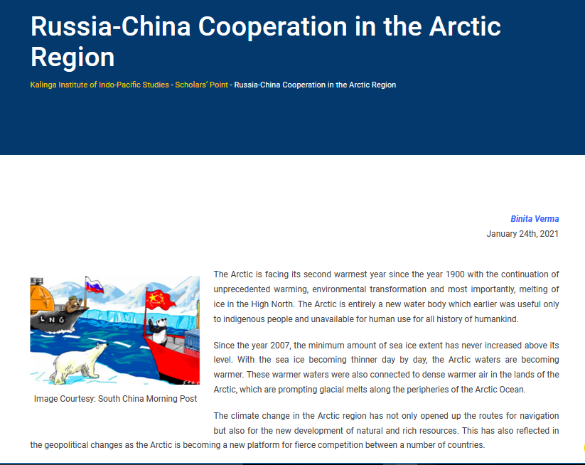 Russia-China Cooperation in the Arctic Region
kiips.in/research/russi…
@kiips @binita2626  #Russia #China #Arctic #ArcticOcean #arcticcouncil #climatechange #geopoliticalchanges #HighNorth #US #NATO #SouthChinaSea #NorthernSeaRoute #pivototAsia