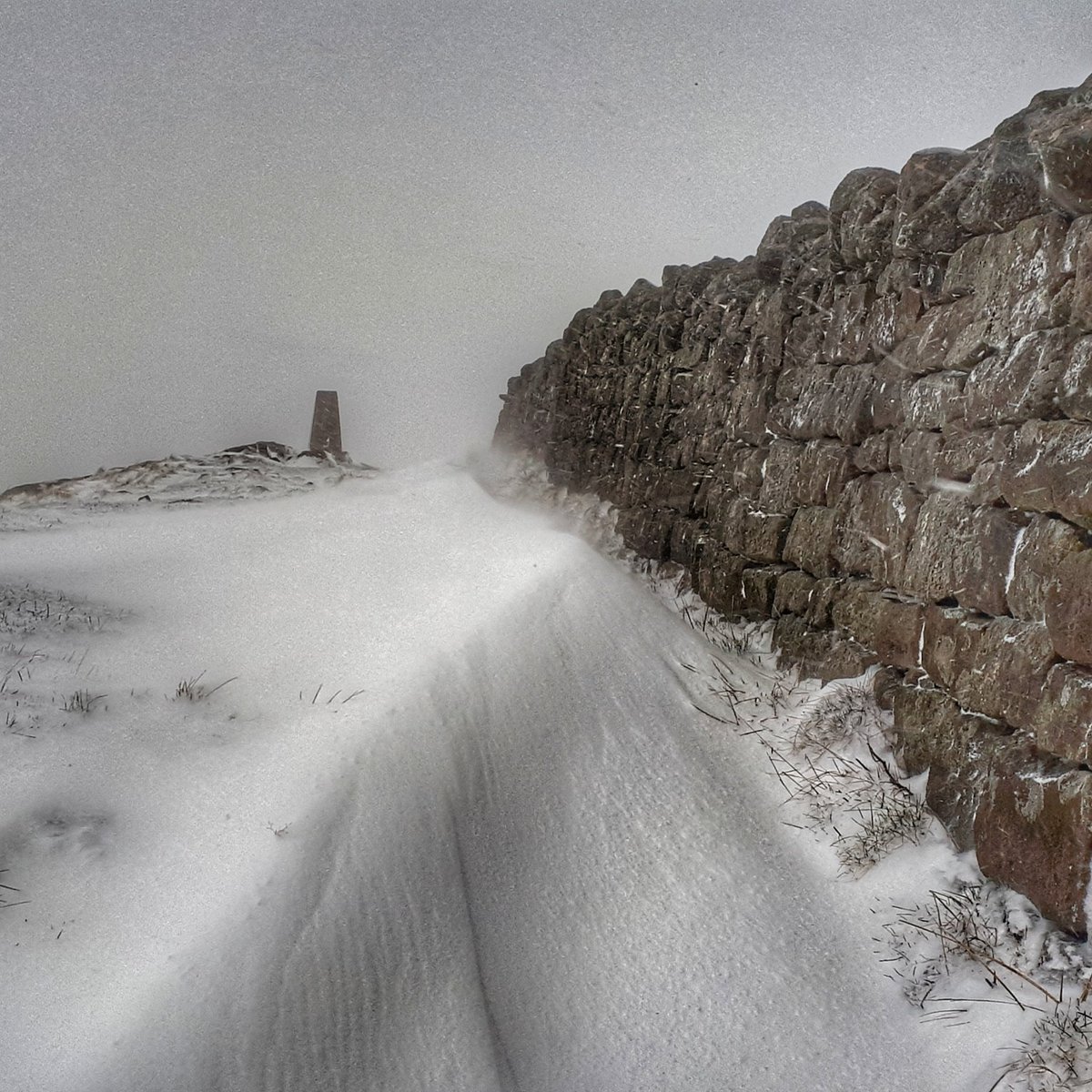 Woke up this morning and it's still snowing so for today's #OutdoorsIndoors #StayHome here's (from yesteryear) a couple of shots of the Wall and two (of our 4) trig-points along #hadrianswall #nationaltrail